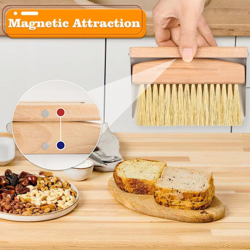 Nokiils Small Dust Pan and Brush Set, Mini Hand Broom and Dustpan Set, Wooden Crumb Sweeper for Home Desktop, Sofa, Pet Care Household (White) - Image 5
